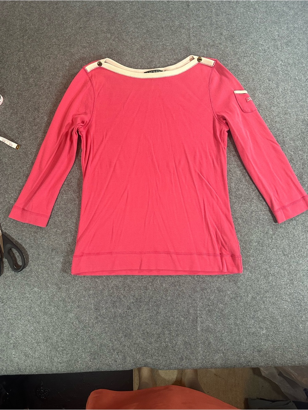 Ralph Lauren Pink Boatneck 3/4 Sleeve Top